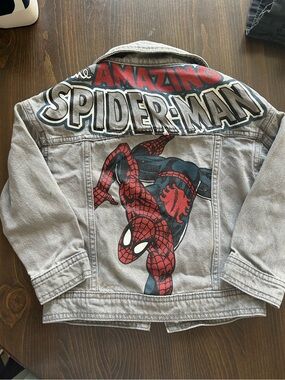 Marvel Spider-Man Boys Gray Denim Jacket Size 4T